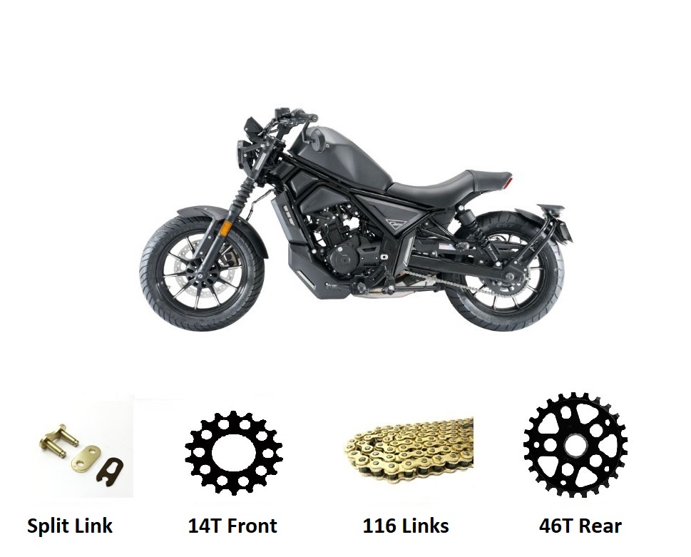 Zontes 125 C Heavy Duty Chain & Sprockets GOLD 2023 - 2025 models